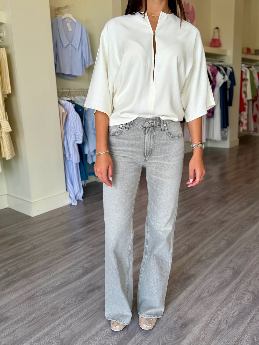 Citizens of Humanity Kimberly 70’s Flare Jeans Quartz Grey Size 27 High Rise - Picture 9 of 9
